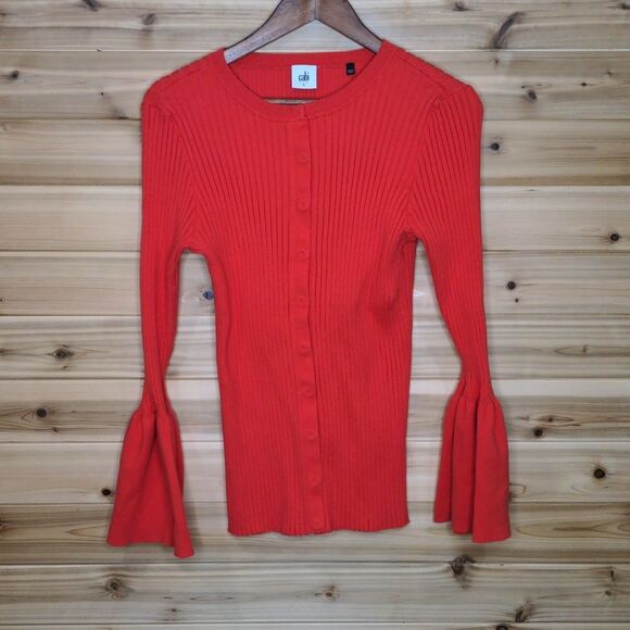 CAbi Vibrant Red Bell Sleeve Cardigan - Picture 2 of 12